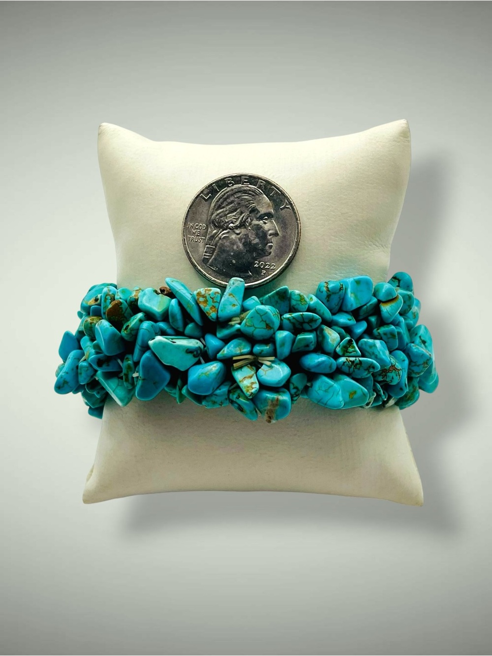 Chunky Multi-Strand Turquoise Chip Statement Stretch Bracelet Southwestern Boho - Picture 8 of 13